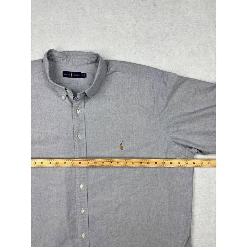 Polo Ralph Lauren Grey Oxford Button Down Shirt Mens 3XLT Tall Long Sleeve Pony